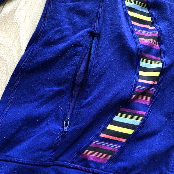 Lululemon Zip Up Striped Logo Jacket in Blue Size 8 - Picture 6 of 14